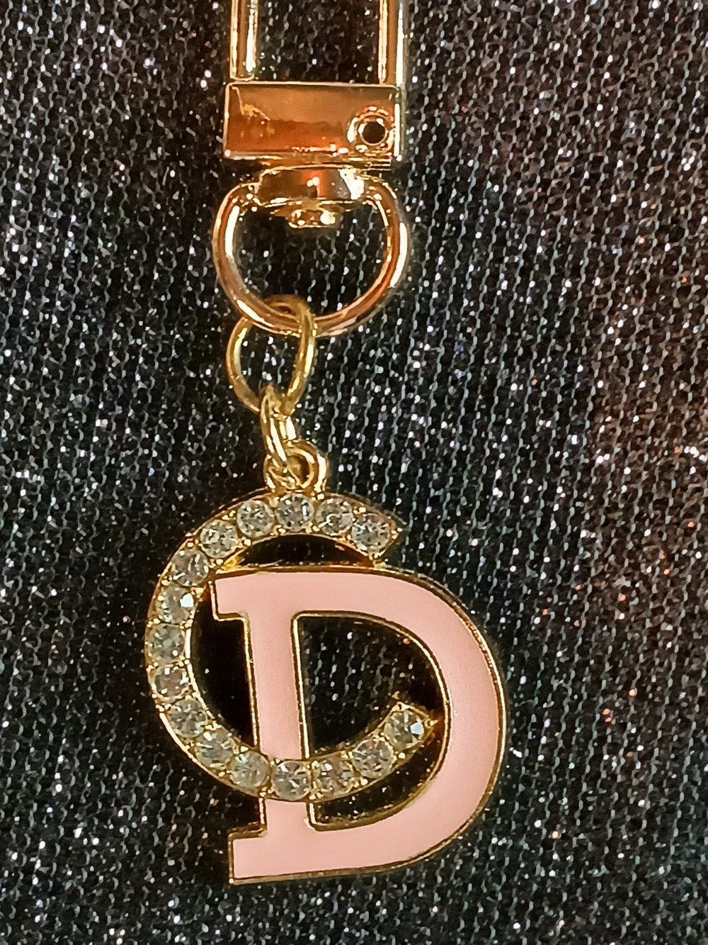 New Dior Beauty Miss Dior Pink Rhinestone D Letter Bag Charm/Keychain NIB